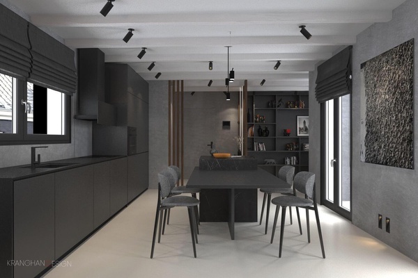 3d visualisation open space kitchen