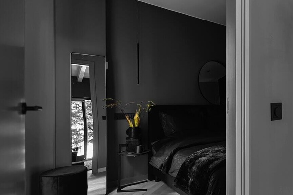 Dark grey bedroom