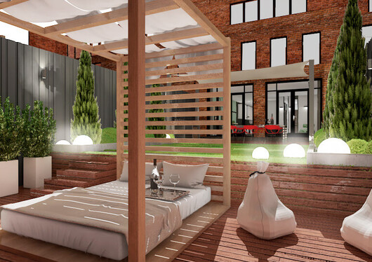 DESIGN LIVING ROOM AND GARDEN NEWLY BUILT HOUSE